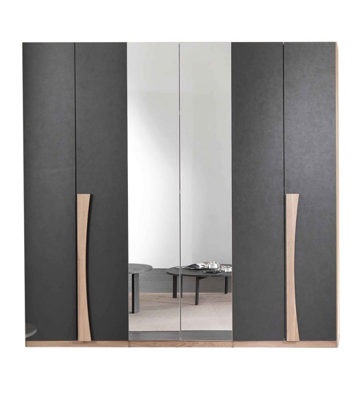 Armadio Portagioie con specchio e 6 cassetti in legno Armadietto