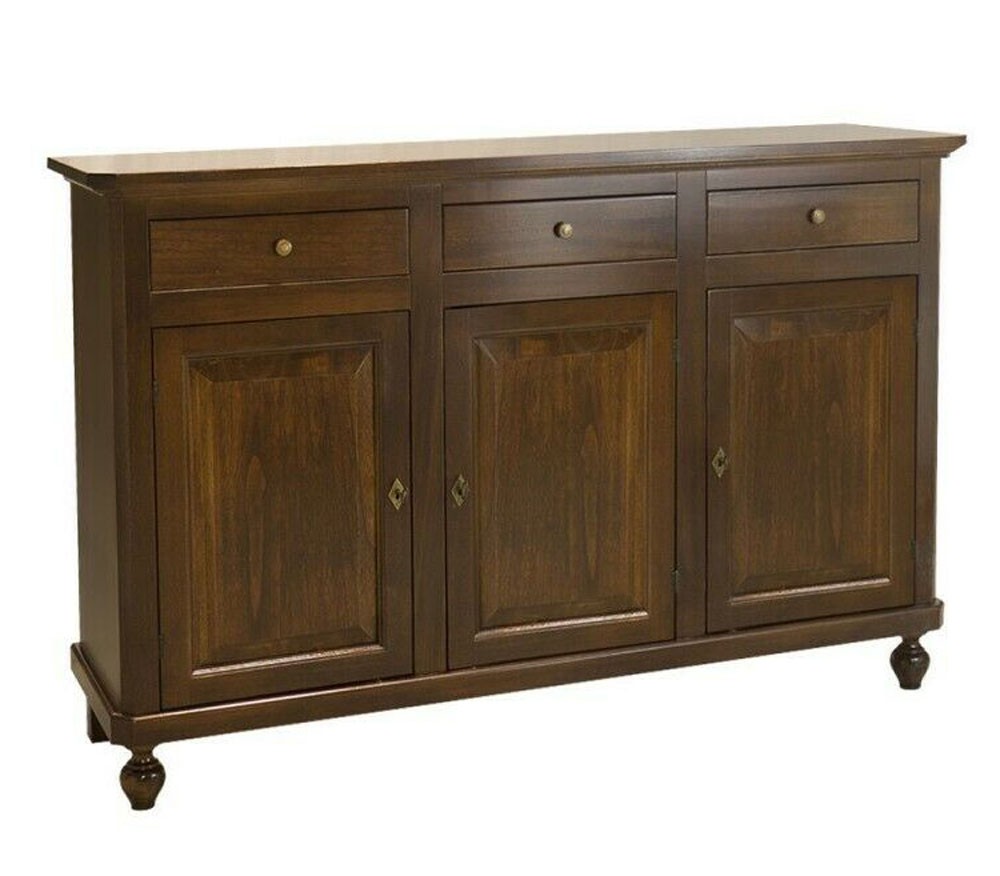 Credenza in legno arte povera 3 porte 3 cassetti Noce