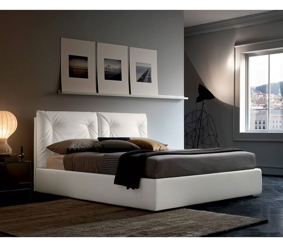 Letto King Size Edgar Imbottito Testiera Cucitura Rilievo Felis