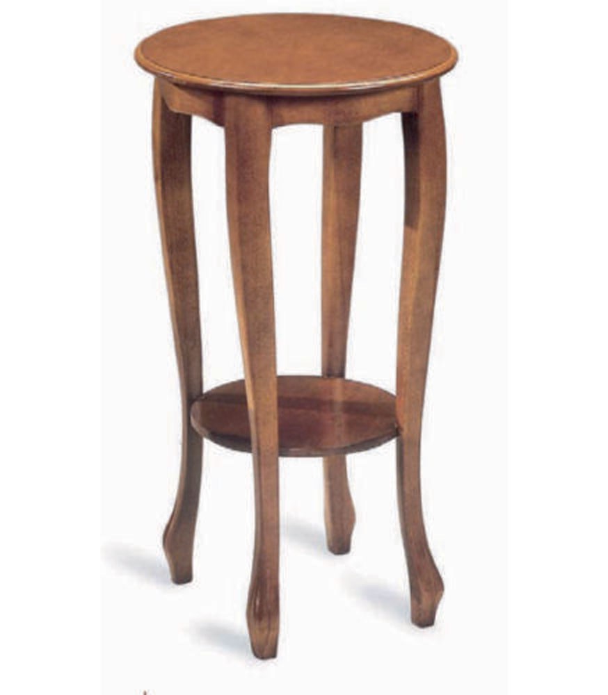 Porta Vaso Noce in legno circolare 2 piani