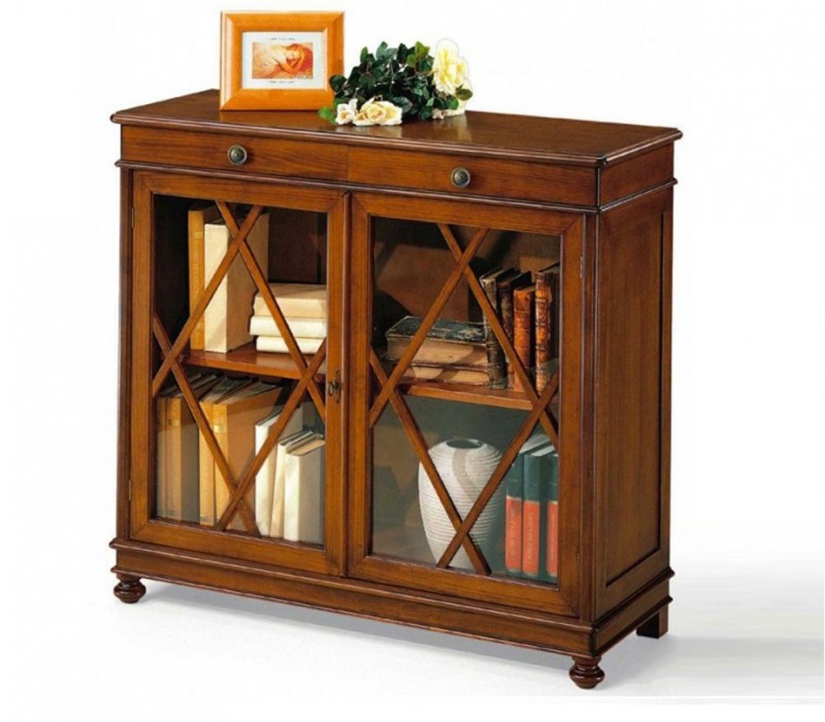 Libreria Vetrina in legno Noce Bassano