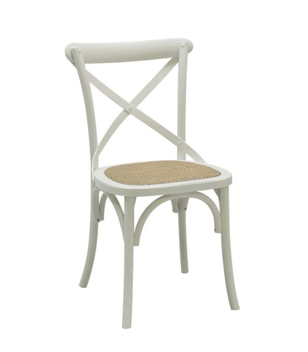 Sedia Bistrò in legno Bianca Seduta Rattan