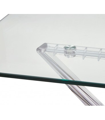 Tavolo rettangolare con piano in vetro allungabile
