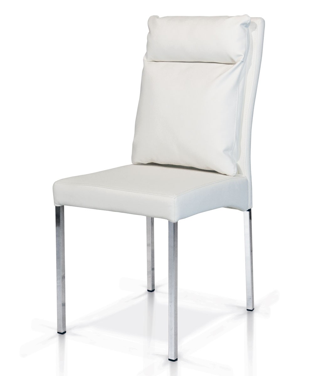Sedia-moderna- Ecopelle-bianco-struttura-metallo-cromo