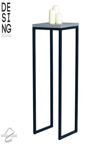 Coloninna / Alzatina in ferro con ripiano in legno