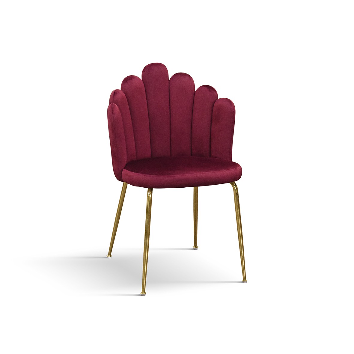 Sedia in Velluto Bordeaux con Struttura in Metallo