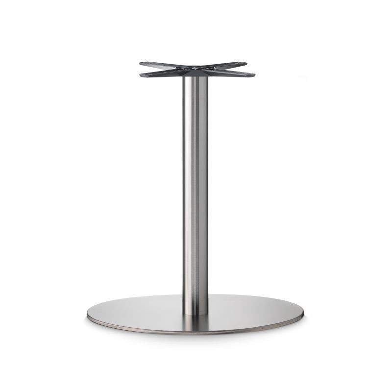 Base Tavolo con Colonna Sottile e Basamento Ovale Piatto - Inox satinato