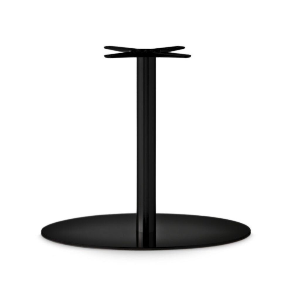 Base Tavolo con Colonna Sottile e Basamento Ovale Piatto - Nero