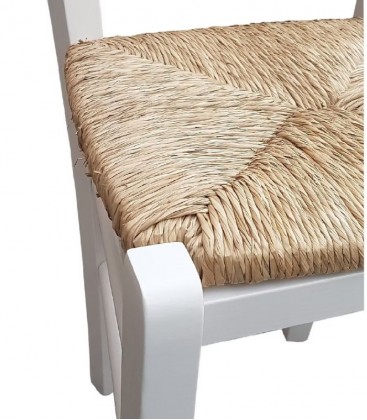 Sedia in legno massello modello Croce seduta paglia - Bianco