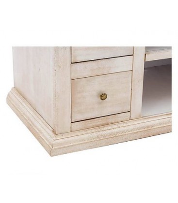 Porta Tv Classico con 4 cassettini Colore Anticato Bianco e Noce