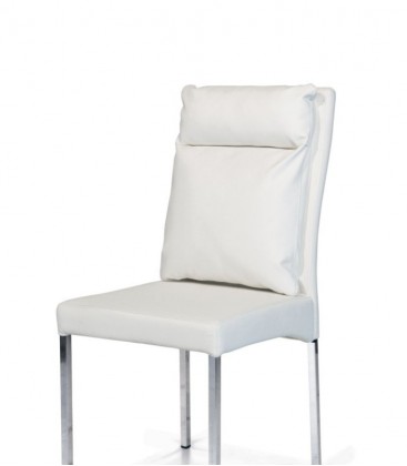Sedia-moderna- Ecopelle-bianco-struttura-metallo-cromo
