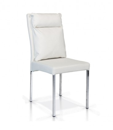 Sedia-moderna- Ecopelle-bianco-struttura-metallo-cromo