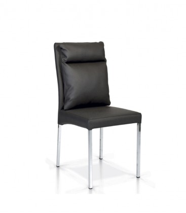 Sedia-moderna- Ecopelle-grigia-struttura-metallo-cromo