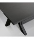 Tavolo Piano in Vetro Ceramica e Gambe Incrociate nero effetto pietra