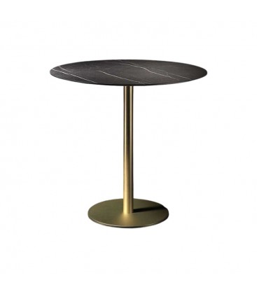Base Tavolo con Colonna Sottile e Basamento Tondo Piatto - Oro Semilucido
