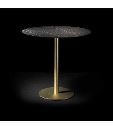 Base Tavolo con Colonna Sottile e Basamento Tondo Piatto - Oro Semilucido