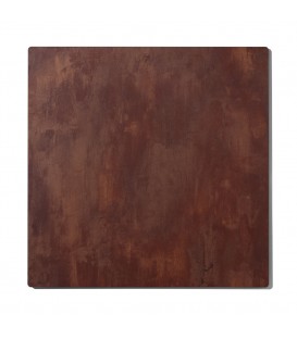 Tavolo da Ristorante Base Quadrata in Ferro Piano Rovere Nodato