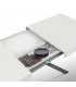 Tavolo Base in Metallo Nero e Piano Finitura Bianco Frassinato con 2 allunghe