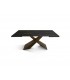 Tavolo Allungabile con Base in Metallo Bronzo e Piano in Ceramica Nero Opaco