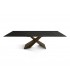 Tavolo Allungabile con Base in Metallo Bronzo e Piano in Ceramica Nero Opaco