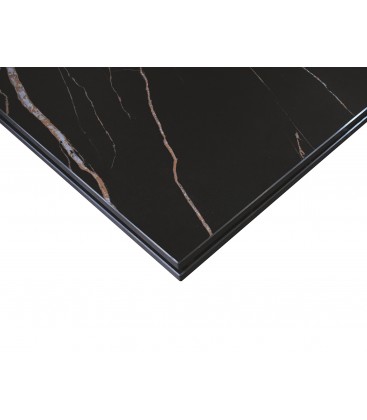 Tavolo Allungabile con Base in Metallo Bronzo e Piano in Ceramica Nero Opaco