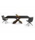 Tavolo Allungabile con Base in Metallo Bronzo e Piano in Ceramica Nero Opaco