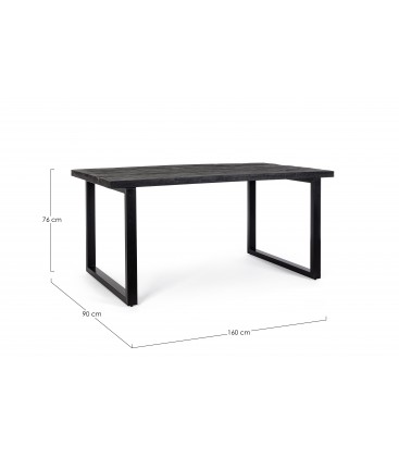 Tavolo Rettangolare HASTINGS in Legno di Mango Nero 160x90
