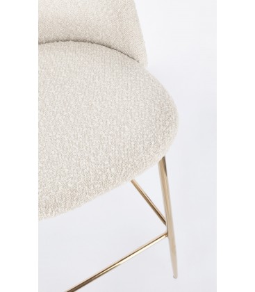 Sgabello Alto CARRY in Tessuto Avorio e Gambe Dorate