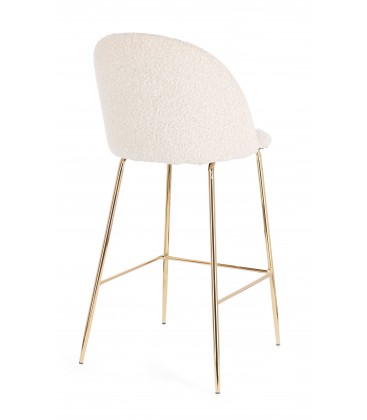 Sgabello Alto CARRY in Tessuto Avorio e Gambe Dorate