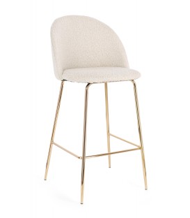 Sgabello Alto CARRY in Tessuto Avorio e Gambe Dorate