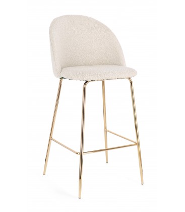 Sgabello Alto CARRY in Tessuto Avorio e Gambe Dorate