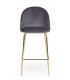 Sgabello Alto CARRY in Velluto Grigio Scuro e Gambe Dorate