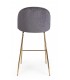 Sgabello Alto CARRY in Velluto Grigio Scuro e Gambe Dorate