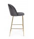 Sgabello Alto CARRY in Velluto Grigio Scuro e Gambe Dorate