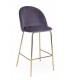 Sgabello Alto CARRY in Velluto Grigio Scuro e Gambe Dorate