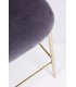 Sgabello Alto CARRY in Velluto Grigio Scuro e Gambe Dorate