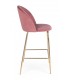 Sgabello Alto CARRY in Velluto Rosa e Gambe Dorate