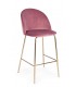 Sgabello Alto CARRY in Velluto Rosa e Gambe Dorate