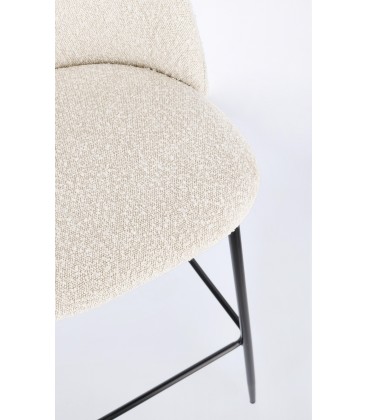 Sgabello Alto CARRY in Tessuto Avorio e Gambe Nere