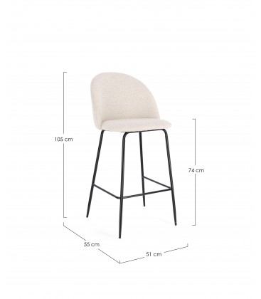 Sgabello Alto CARRY in Tessuto Avorio e Gambe Nere