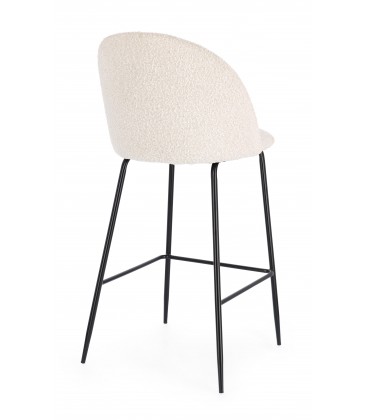 Sgabello Alto CARRY in Tessuto Avorio e Gambe Nere