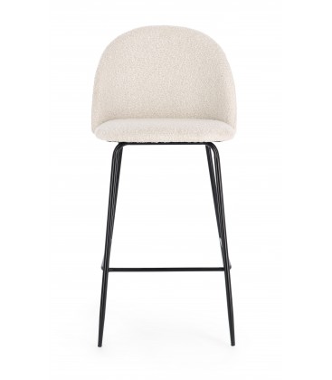 Sgabello Alto CARRY in Tessuto Avorio e Gambe Nere