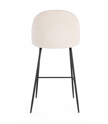 Sgabello Alto CARRY in Tessuto Avorio e Gambe Nere