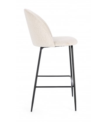Sgabello Alto CARRY in Tessuto Avorio e Gambe Nere