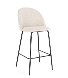 Sgabello Alto CARRY in Tessuto Avorio e Gambe Nere