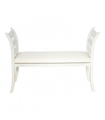 Panchetta Divanetto Legno Bianco e Seduta Ecopelle Bianca