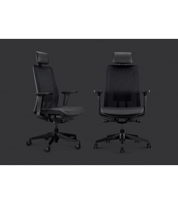 Sedia Nera con schienale alto da ufficio