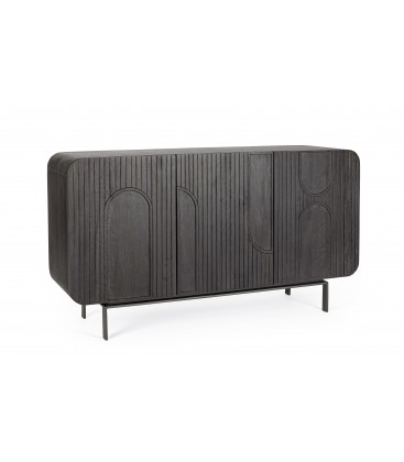 Credenza 3 Ante ORISSA in legno di mango - NERO