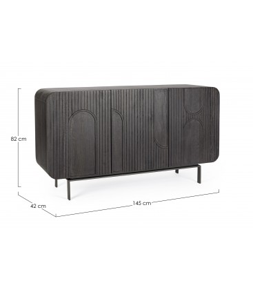Credenza 3 Ante ORISSA in legno di mango - NERO