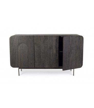 Credenza 3 Ante ORISSA in legno di mango - NERO